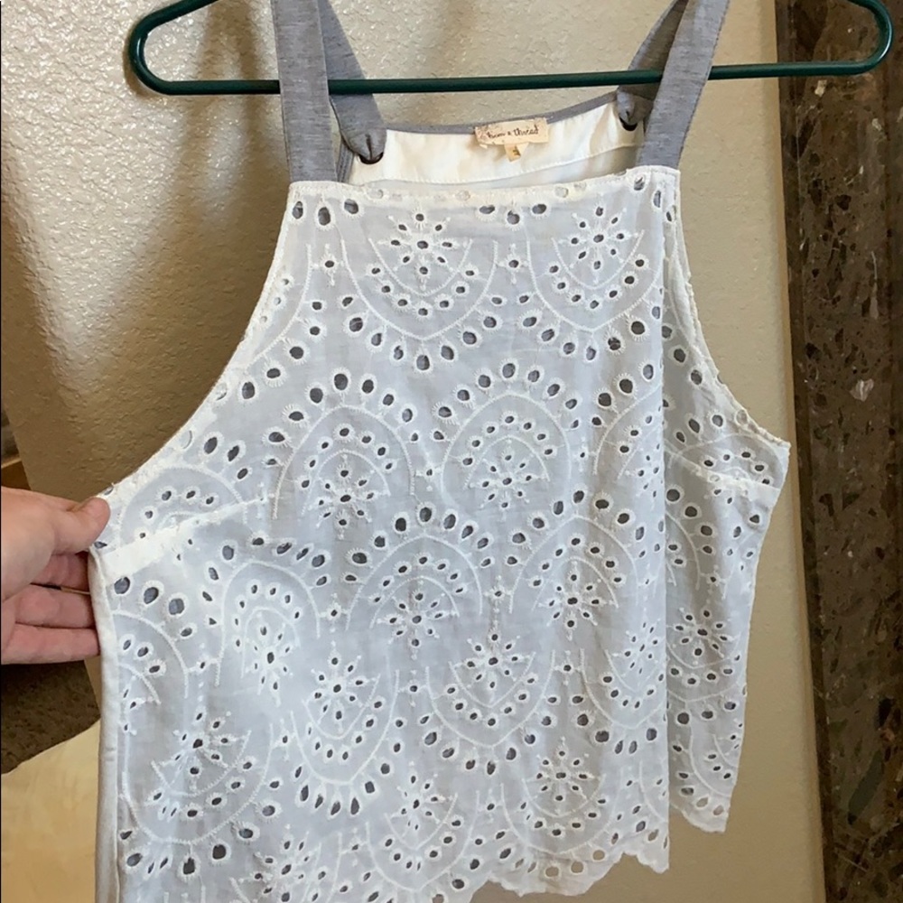 White embroidered tank top